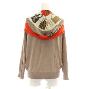 Diagram GRACE CONTINENTAL スカーフルーズニットカーディガン 長袖 リボン Vネック 36 S ベージュ 赤 レッド マルチカラー 0320453057