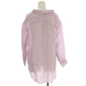 23区 LIBECO リネン シャツ ブラウス ストライプ 麻 プルオーバー 50 L相当 紫 パープル