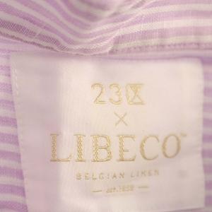 23区 LIBECO リネン シャツ ブラウス ストライプ 麻 プルオーバー 50 L相当 紫 パープル