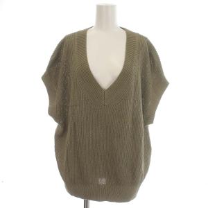 ベスト ニット リネン混 44 M カーキ