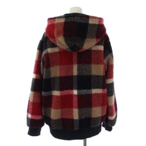 BLUE LABEL CRESTBRIDGE 20AW ボアジャケット チェック ジップアップ フード 55F06-462-16 アウター 38 M 赤 レッド