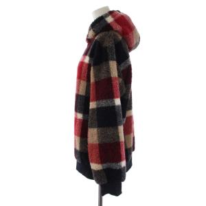 BLUE LABEL CRESTBRIDGE 20AW ボアジャケット チェック ジップアップ フード 55F06-462-16 アウター 38 M 赤 レッド