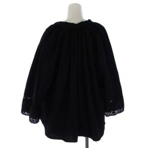 Deuxieme Classe 23SS Lavable ブラウス シャツ スキッパー ギャザー レース 七分袖 M 黒 ブラック
