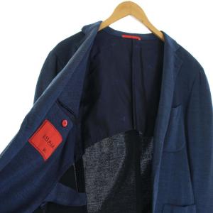 ISAIA NAPOLI テーラードジャケット 背抜き シングル 46 S 青 ブルー