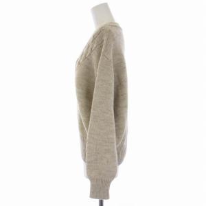 MARGARET HOWELL 22AW ANDEAN HIGHLAND WOOL ニット セーター 長袖 Vネック ウール 2 M ベージュ 578-2263010