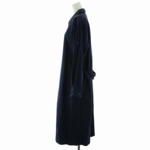 MHL. 20AW シャツ ワンピース フレア ひざ丈 長袖 2 M 紺 ネイビー