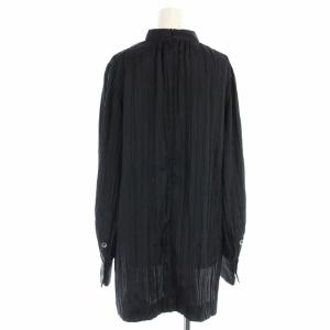 ADORE 20AW FLOWINGプリーツロングブラウス カットソー 長袖 スタンドカラー 38 M 黒 ブラック 531-1110002