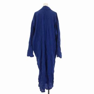 ISSEY MIYAKE シワプリーツ シャツワンピース ロング 長袖 M ブルー IM23-FH009