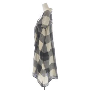 HaaT イッセイミヤケ ノースリーブワンピース ひざ丈 変形 ブロックチェック 2 M アイボリー グレー チャコール