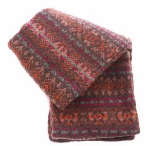 INVERALLAN マフラー ウール ネイティブ柄 茶 ブラウン