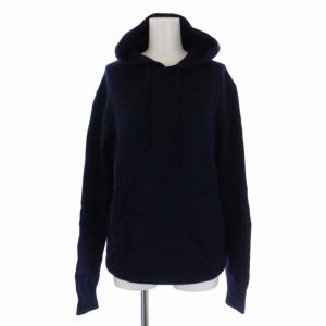 ニット パーカー プルオーバー 長袖 ウール ナイロン M 紺 ネイビー
