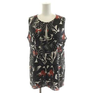 Theory 18SS セットアップ 上下 カットソー ノースリーブ パンツ ボタニカル柄 S 2 M 黒 ブラック 赤 レッド 8108237