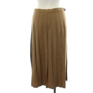 O'NEIL OF DUBLIN ラップスカート プリーツスカート ミモレ ロング チェック柄 ウール 切替 F38 S ベージュ