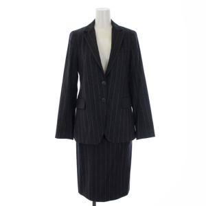 スーツ フォーマル セットアップ 上下 2点セット ストライプ ジャケット 総裏地 タイトスカート ウール 2 M チャコールグレー