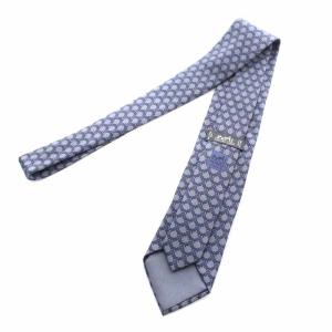 HERMES ネクタイ レギュラータイ シルク 総柄 紺 ネイビー 605704 PA