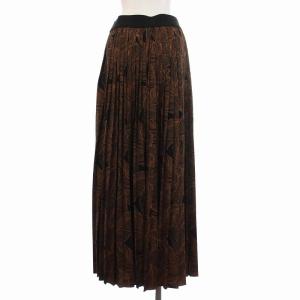 ADORE レイヤードプリントスカート ロング 総柄 レース 刺繍 38 M 茶 ブラウン 黒 ブラック