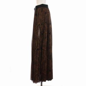 ADORE レイヤードプリントスカート ロング 総柄 レース 刺繍 38 M 茶 ブラウン 黒 ブラック