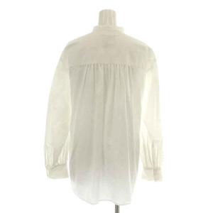 UNITED ARROWS シャツ 長袖 ノーカラー バンドカラー フリル ピンタック 36 S 白 ホワイト