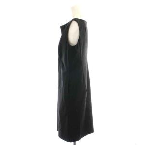 JIL SANDER ワンピース ひざ丈 ノースリーブ スリットネック ウール 38 XS 黒 ブラック