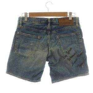 HYSTERIC GLAMOUR デニムパンツ ジーンズ Gパン ショート丈 ダメージ加工 ボタンフライ S 青 ブルー