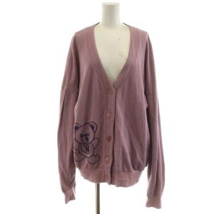 ヒスベア カーディガン 長袖 コットン F 紫 パープル 01192CD01