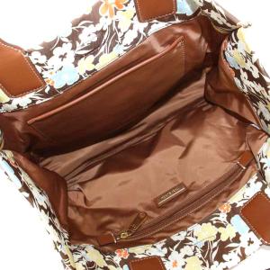 TORY BURCH トートバッグ 花柄 総柄 ナイロン レザー 茶 ブラウン マルチカラー