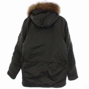 ALPHA INDUSTRIES フライトジャケット 中綿ジャケット ブルゾン ジップアップ フード ファー ナイロン L カーキ 0094-0876