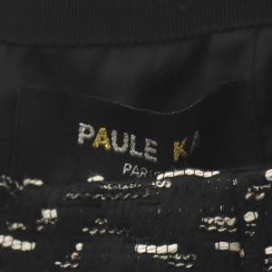 PAULE KA 台形スカート ひざ丈 柄 36 S 黒 ブラック 白 ホワイト