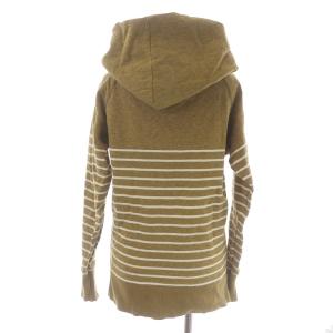 KAPITAL KIRO HIRATA プルオーバーパーカー 長袖 ボタン 変形フード ボーダー 0 XS マスタード 白 ホワイト