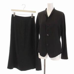 スーツ セットアップ 上下 ジャケット スカート ロング シルク混 M チャコールグレー