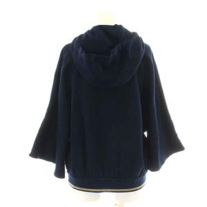 Max Mara ジップアップパーカー ワイドスリーブ ジャガード ロゴ S ネイビー