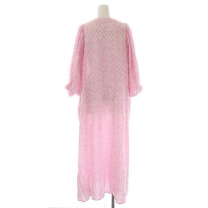 Ron Herman 22SS ギャザーワンピース ロング マキシ バンドカラー 七分袖 ボリュームスリーブ 花柄 XS ピンク 白 ホワイト