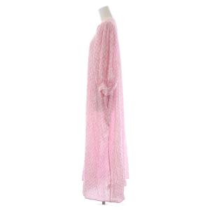 Ron Herman 22SS ギャザーワンピース ロング マキシ バンドカラー 七分袖 ボリュームスリーブ 花柄 XS ピンク 白 ホワイト