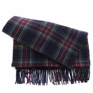 agnes b. マフラー チェック ウール 黒 ブラック系