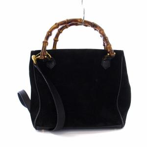 GUCCI バンブー 2WAY ハンドバッグ ショルダーバッグ スエード 切替 黒 ブラック 000・122・0316