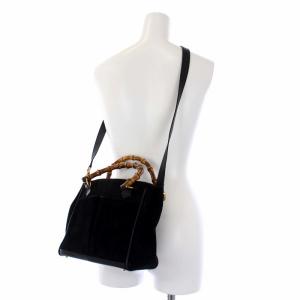 GUCCI バンブー 2WAY ハンドバッグ ショルダーバッグ スエード 切替 黒 ブラック 000・122・0316