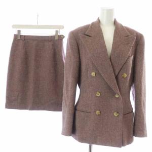 スーツ セットアップ 上下 テーラードジャケット タイトスカート ひざ丈 ウール 11 L ピンク