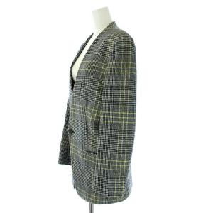 Shinzone 18AW CHECK COLLARLESS JACKET ノーカラージャケット チェック 34 XS グレー 黒 ブラック