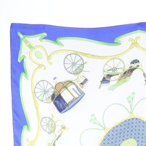 Shinzone 23SS ホースキャリッジスカーフ HORSE CARRIAGE SCARF 大判 馬車柄 アイボリー 青 ブルー マルチカラー