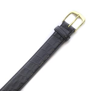 Shinzone エンボスレザーベルト ハトメ バックル クロコ型押しジェニュインレザー 黒 ブラック ゴールド