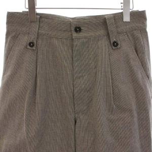 MHL. ワイドパンツ スラックス フルレングス 千鳥格子 コットンリネン 2 M グレー