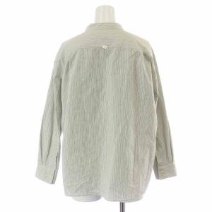 MHL. シャツ 長袖 スタンドカラー ストライプ 2 M 白 ホワイト グレー