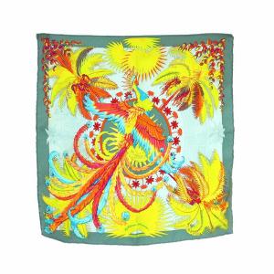 ガヴロッシュ カレ45 Mythiques phoenix 不死鳥の神話 スカーフ シルク100％ 緑 グリーン