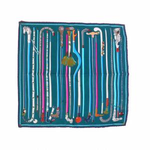 ガヴロッシュ カレ45 les cannes スカーフ シルク100％ 緑 グリーン