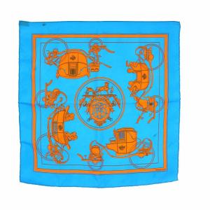 ガヴロッシュ カレ45  EX-LIBRIS エクスリブリス スカーフ シルク100％ 青 ブルー