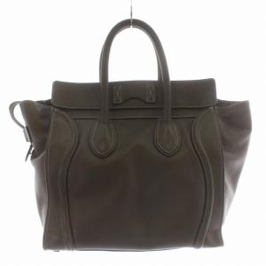 CELINE ラゲージ マイクロ トートバッグ レザー グレージュ