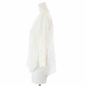 MARGARET HOWELL 19SS FINE LINEN カラーレス リネン シャツ ブラウス 七分袖 スタンドカラー 1 S 白 ホワイト 578-9153017