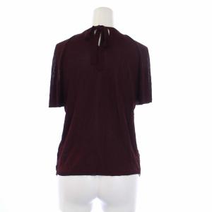 VALENTINO ニット カットソー 半袖 レース切替 クルーネック リボン S ボルドー