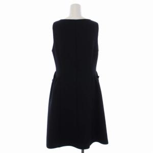 M'S GRACY ワンピース ひざ丈 ノースリーブ フロントジップ リボン装飾 38 M 黒 ブラック TD-911505