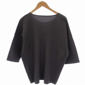 HOMME PLISSE ISSEY MIYAKE Tシャツ カットソー 半袖 クルーネック 2 M グレー HP91JK115